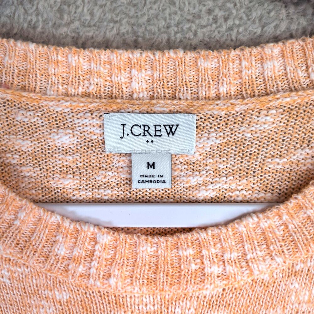 J Crew Orange Sherbet Marl Heather Lightweight Sweater Womens M Coastal Spring - Picture 4 of 11
